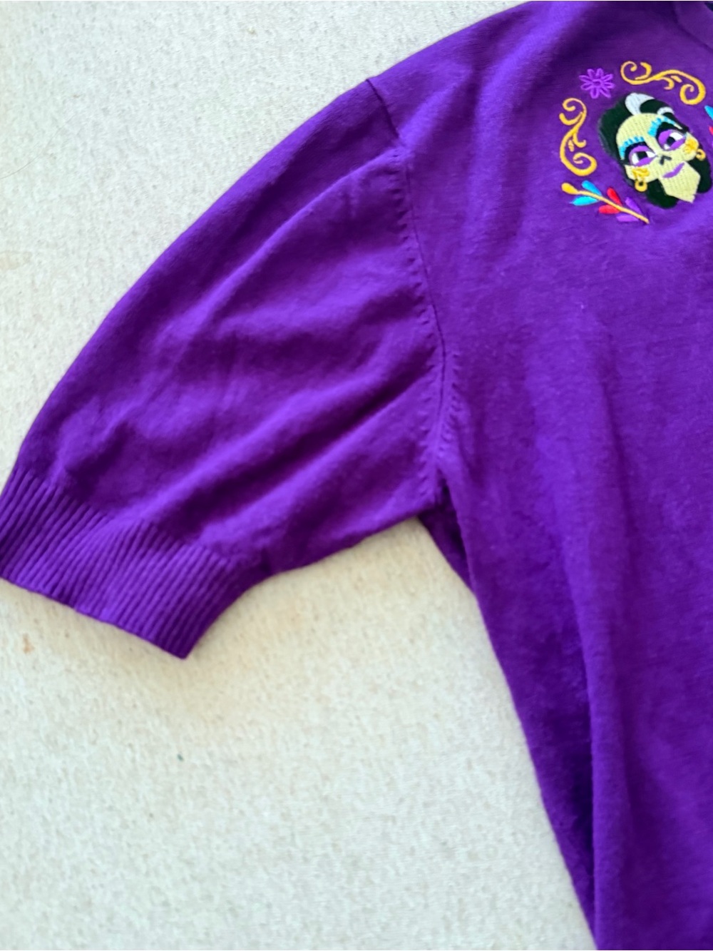 Disney Pixar COCO purple embroidered short sleeve cardigan - Picture 3 of 5